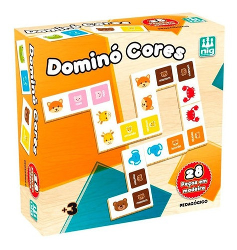 Jogo Pedagógico Dominó Cores Infantil 28 Pcs Colorido Nig